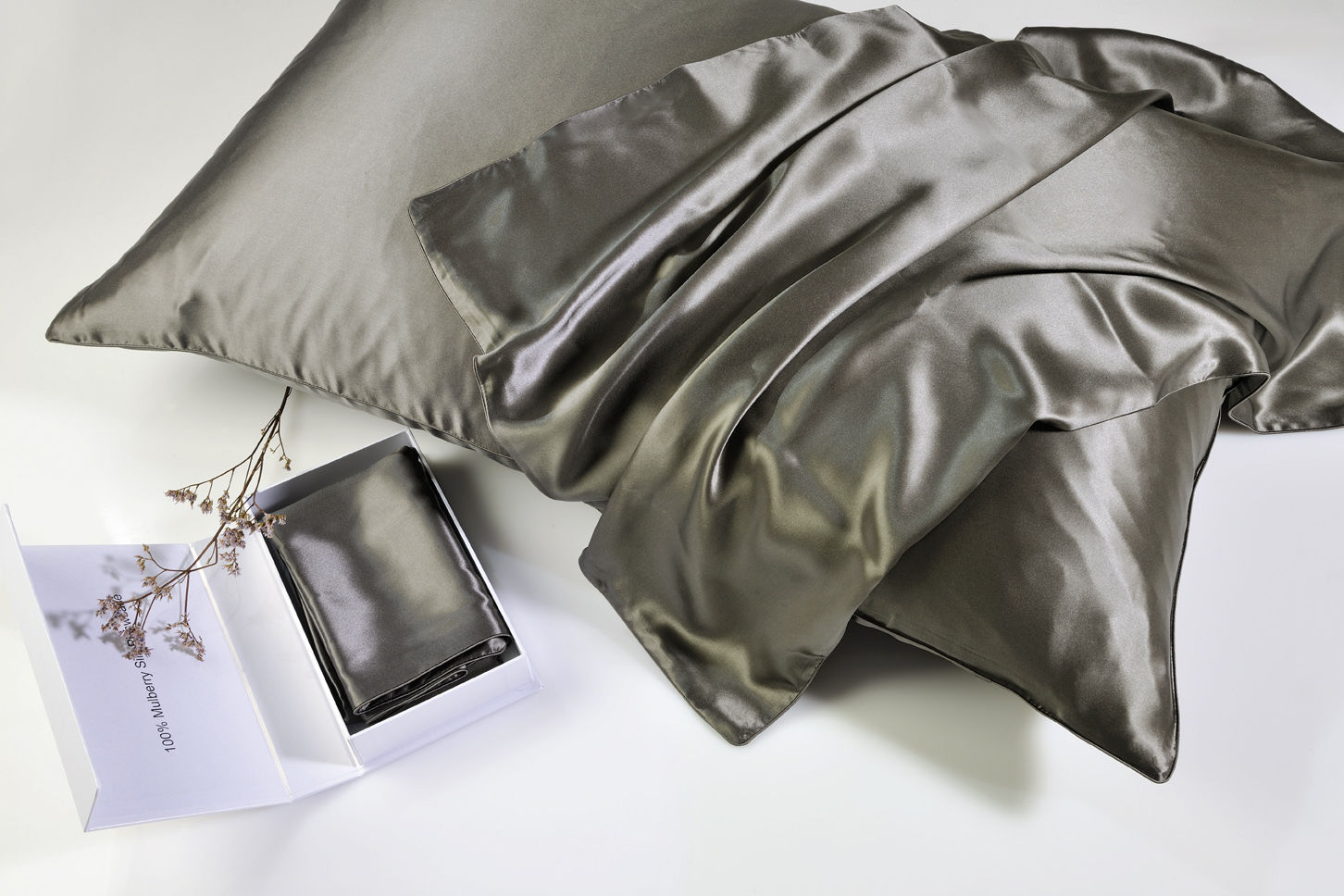 100% Mulberry Silk Pillowcase Dark Grey image