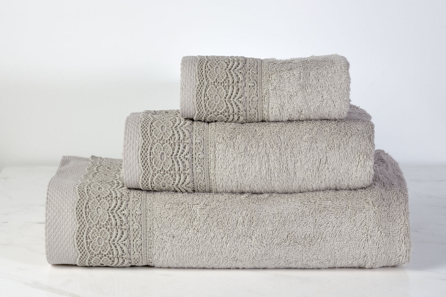 Σετ Πετσέτες Με Δαντέλα Grey (3τμχ) image