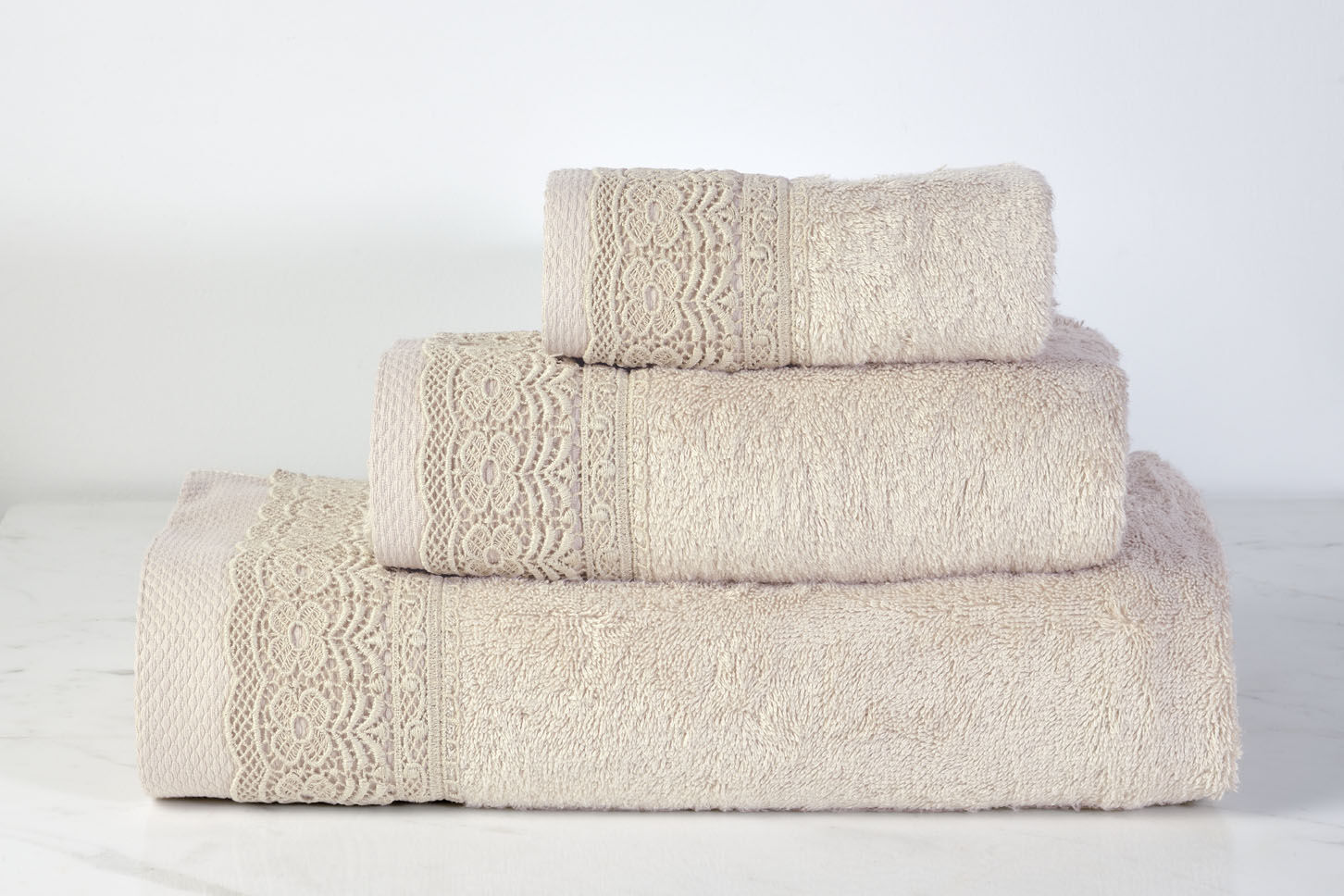 Σετ Πετσέτες Με Δαντέλα Ecru (3τμχ) image