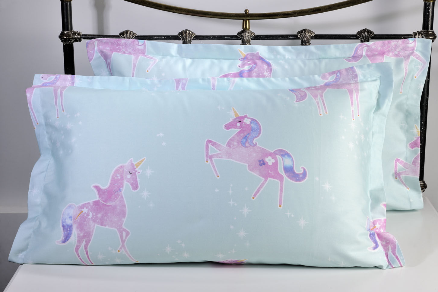 Ζεύγος Μαξιλαροθήκες Oxford 881 Unicorn Aqua image