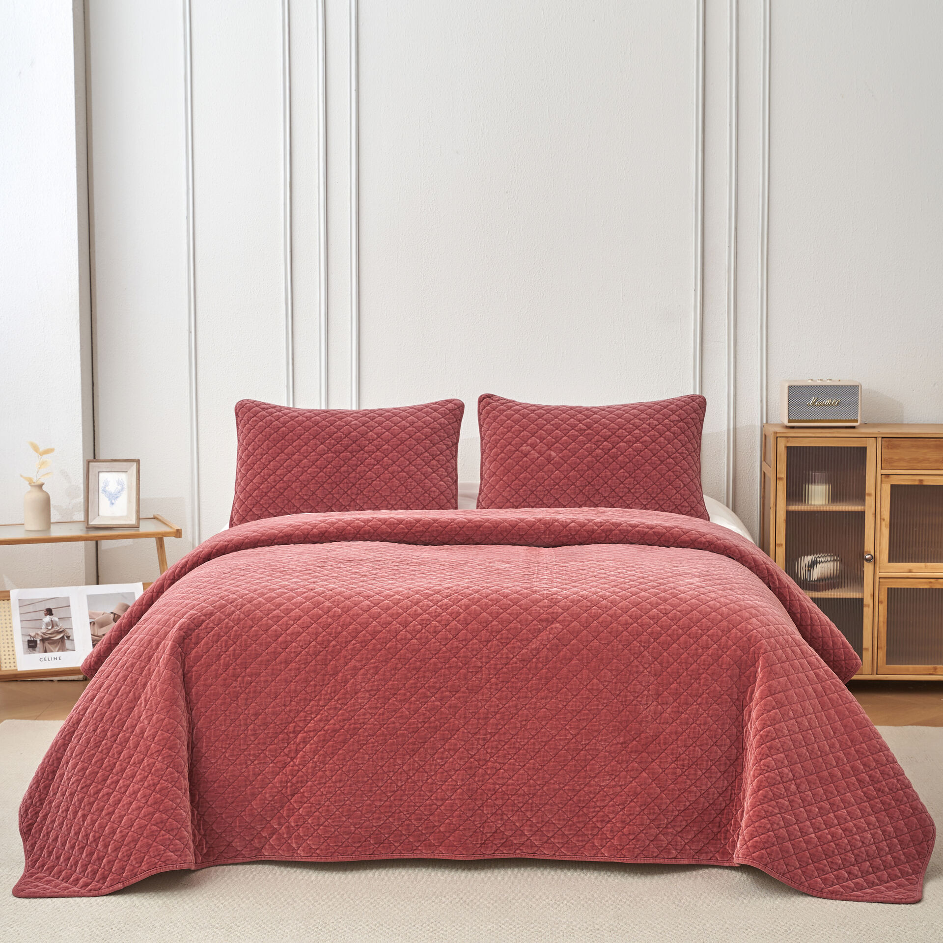 Κουβρ-λι Velvet Brick Red 260Χ280 + 2 Μαξ/κες 50Χ70 image