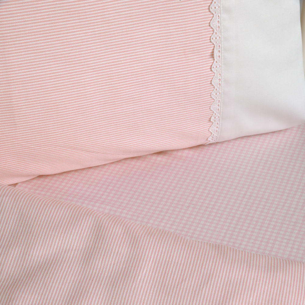 Crib Bedspread 509 Carreau Stripe Pink image