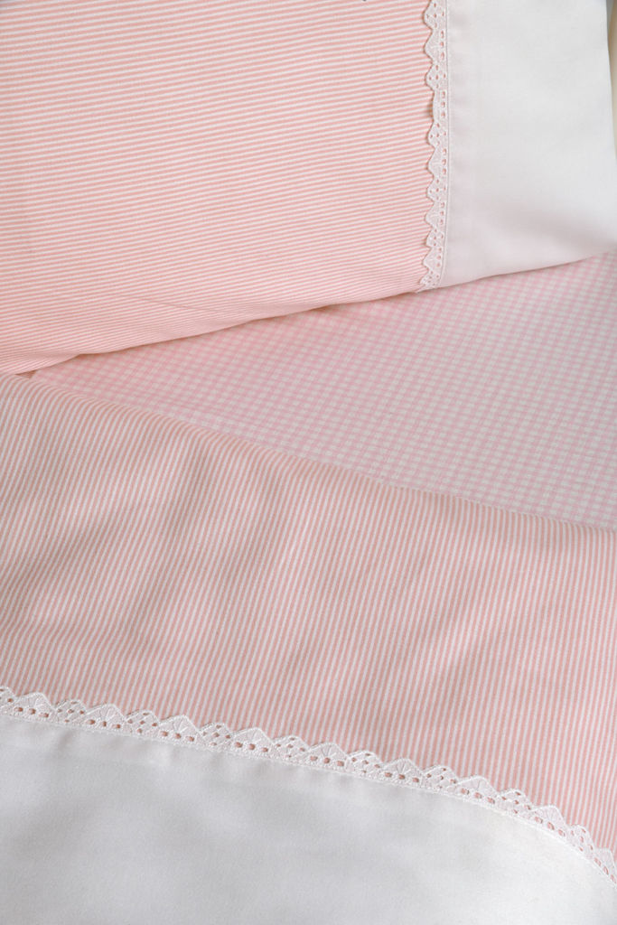 Crib Sheets Set 509 Carreau Stripe Pink image