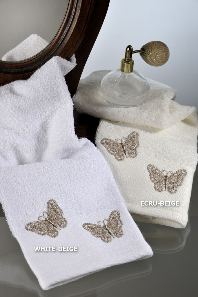 Guest Towel Butterfly White/Beige image