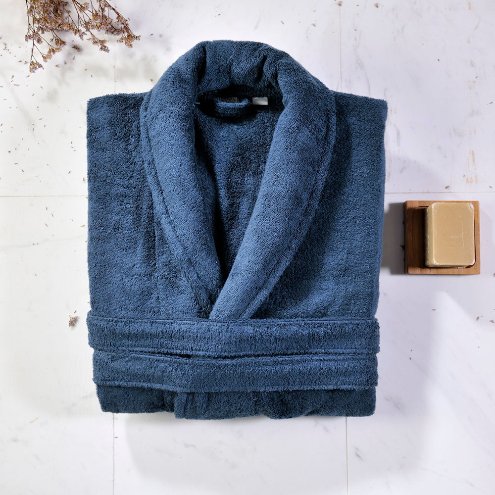 Mens Bathrobe Dalia Navy image