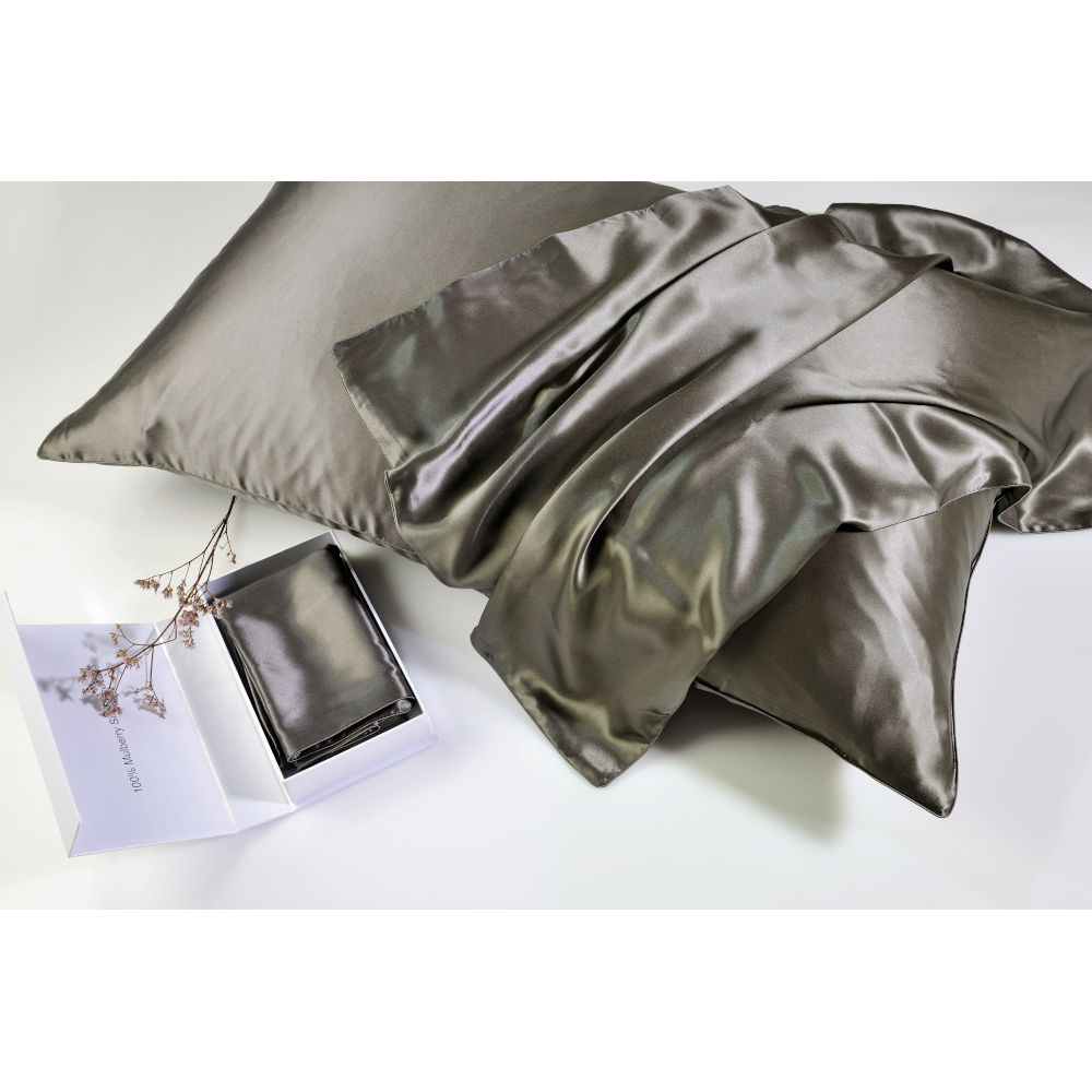 100% Mulberry Silk Pillowcase Dark Grey image