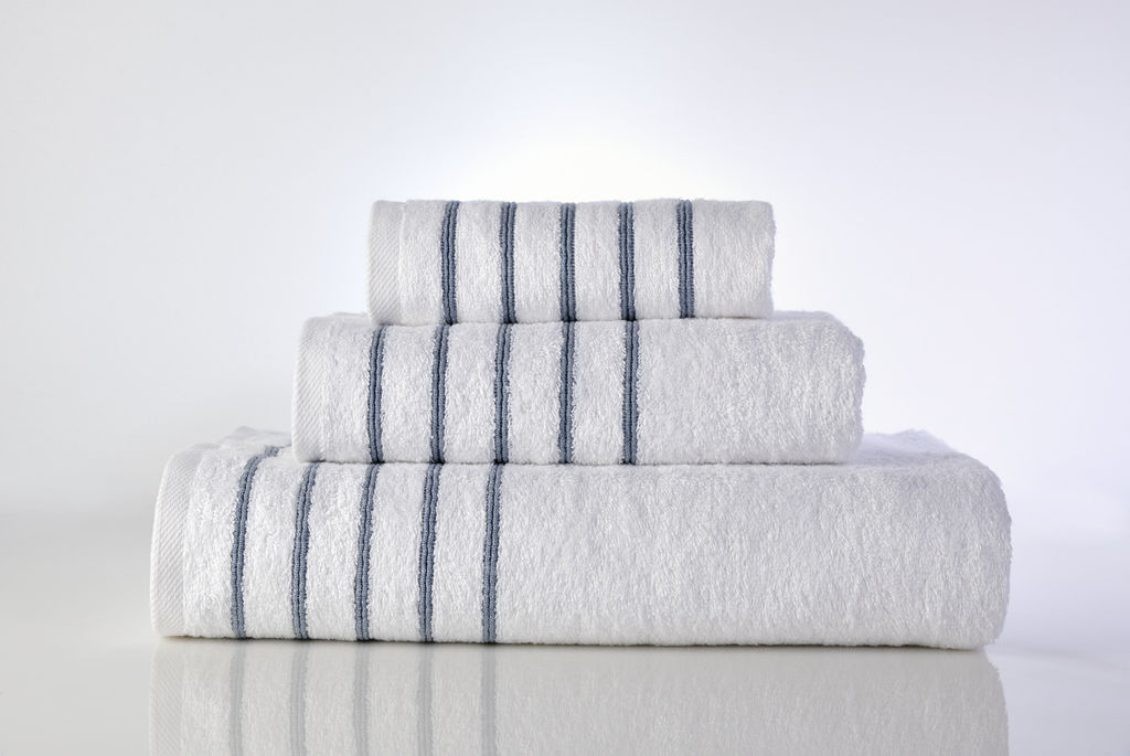 Guest Towel Border Stripes Blue image