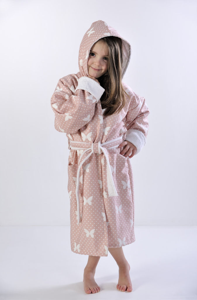 Kids Bathrobe 685 Butterdot Peach image